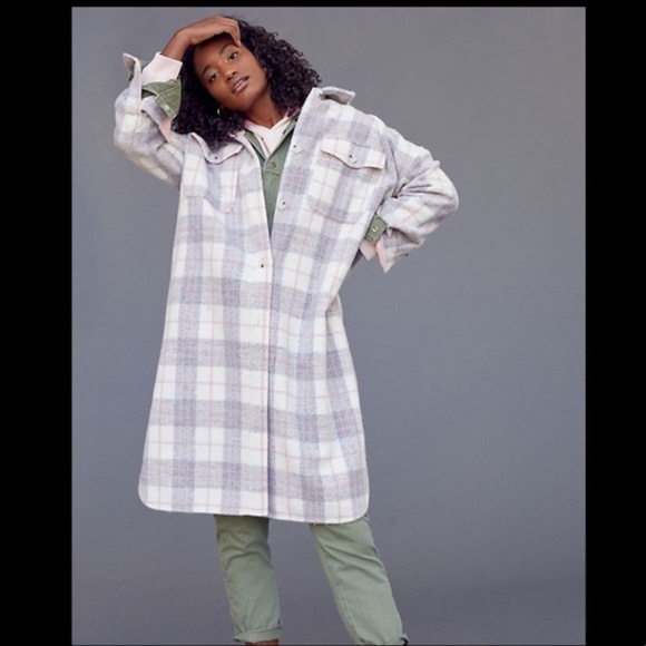 IF BY SEA Anthropolgie Bobbie Plaid Shacket - Picture 8 of 12